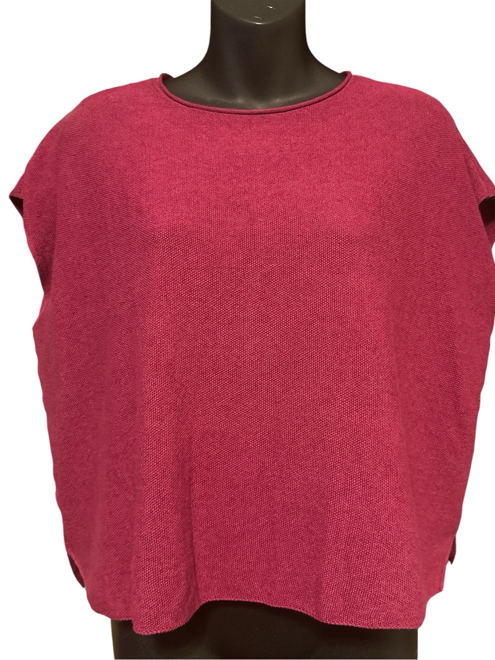 Eileen Fisher Boxy Short-Sleeve Tunic in Berry Cropped Sz S